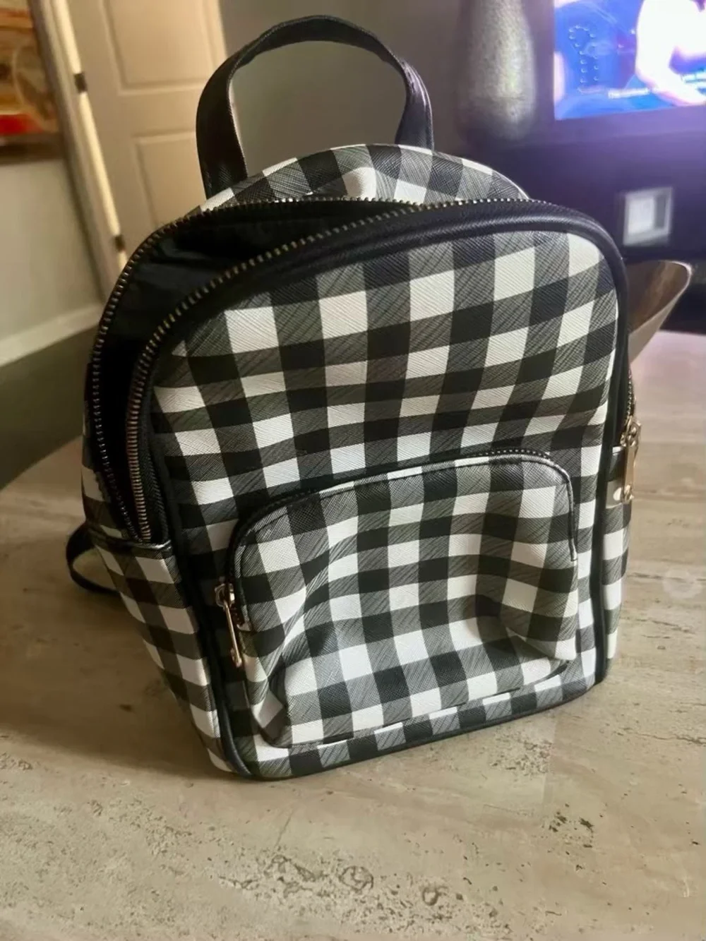 Black & White Check Mini Backpack